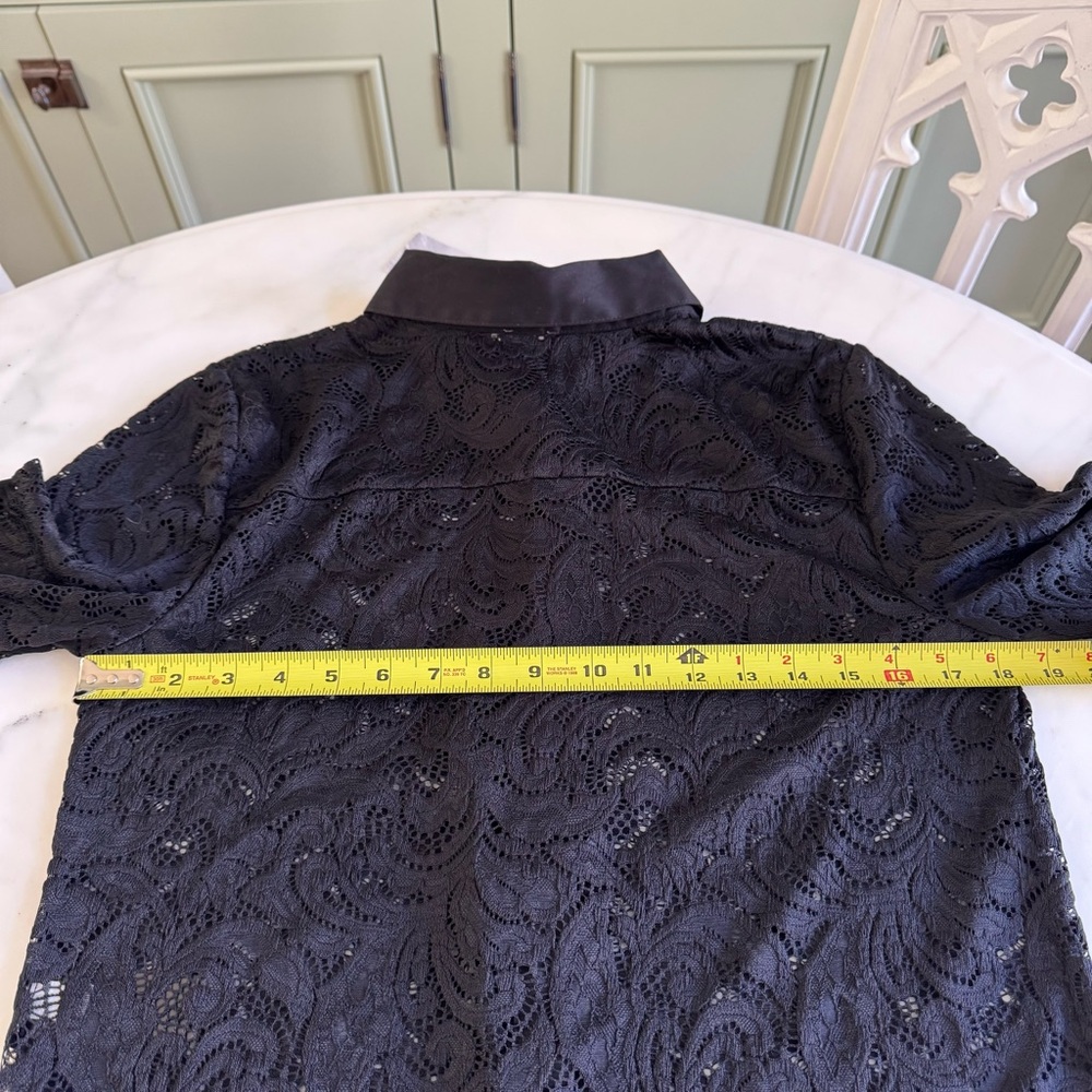 Chico's Black Lace Long Sleeve Blouse Sz S - Picture 10 of 11
